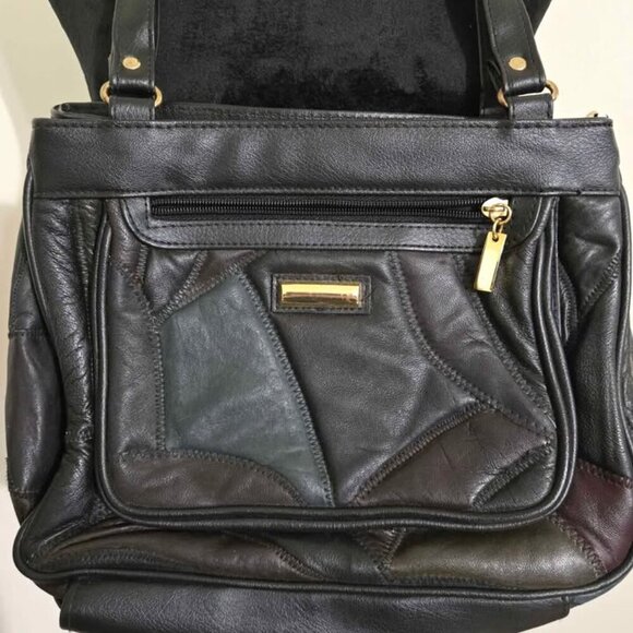 Handbags - ✨️Vintage✨️ 1980's Black Multi-color Patchwork Handbag